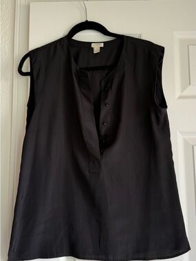 J. Crew Black Sleeveless Button-Front Top